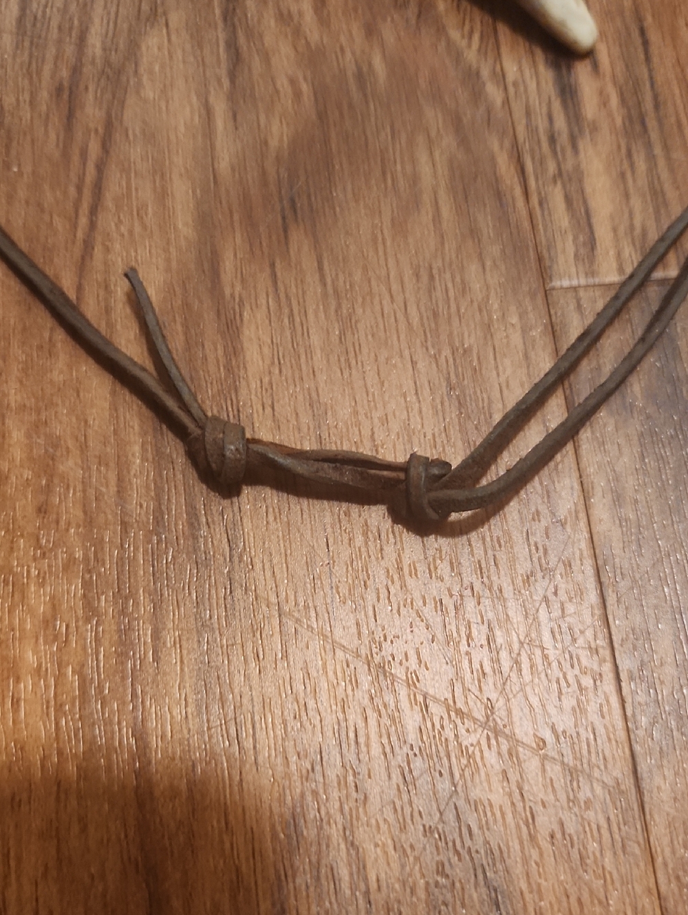 Carved Pendant Necklace with Decorative Bead - Brown Cord - Picture 4 of 5